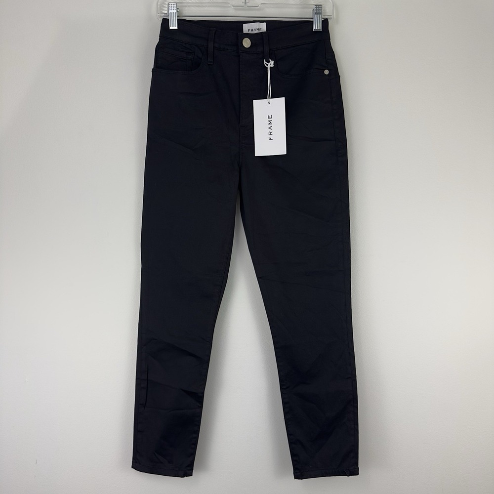 Frame Alley High-Rise Cigarette Jeans Women's Size 27 NWT‎ Noir Black Skinny Fit